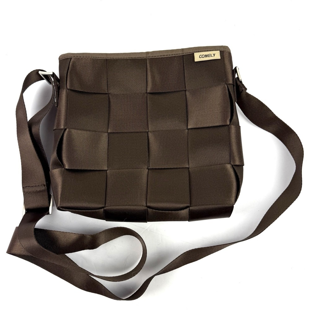 Comely Seatbelt‎ Crossbody Bag Brown Handbag Woven Chic Minimalist Used Once